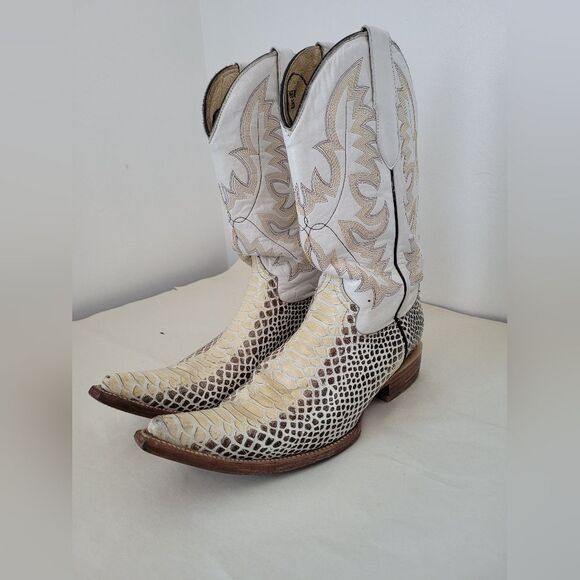White Python Reptile Leather Boots Mexican Vaquero Cowboy Western Mex 26 US 7 - Picture 4 of 10